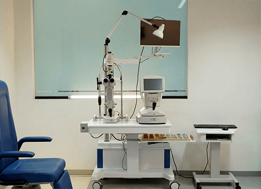 Retinal imaging equipment and examination chair in the diagnostic room